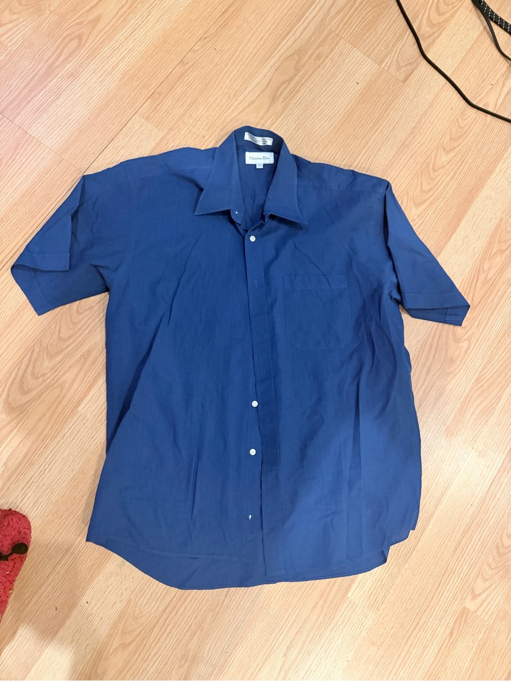 Dior Men's Short-Sleeve Button-Down Shirt in Navy Blue